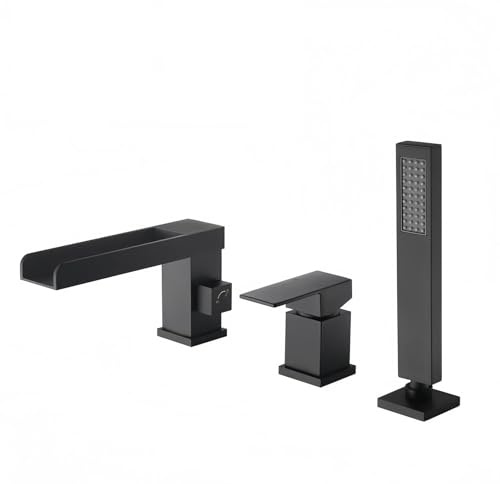 Bath Taps with Shower Attachment Waterfall Black Bathroom Taps Bath Faucet 4PCS (3pcs)