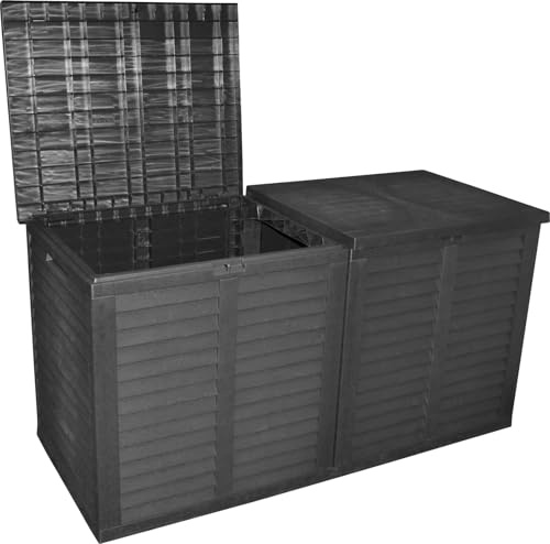 Muddy Hands Extra Large 750 Litre Garden Storage Chest - 155cm × 66cm × 80cm Weather Resistant Outdoor Deck Box & Cushion Storage - Modern Grey
