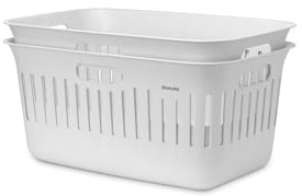 Brabantia Collect-It Laundry Basket 40L (White), Set of 2, Laundry Hamper for Kitchens and Utility Rooms, Storage Basket for Clothing, Towels and Bedding