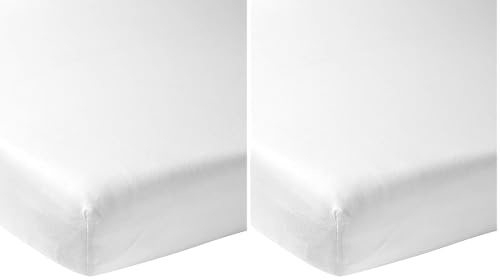 Meyco Baby Spannbettlaken für Beistellbett - 50x90cm - Jersey Spannbetttuch - 100% Baumwolle - Oeko Tex Zertifiziert - Rundum-Gummizug, atmungsaktiv - Uni - Weiß (Packung mit 2)