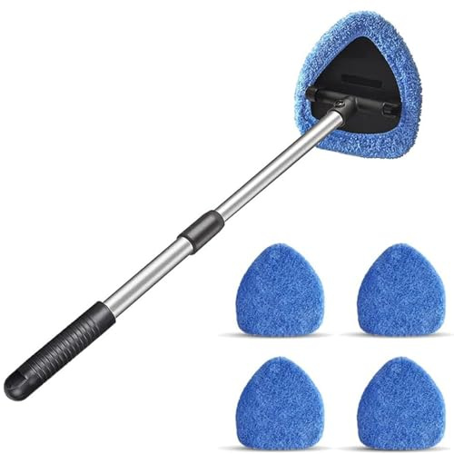 Kit de Nettoyage pour vitre Carivys Brosse de Lavage pour Voiture avec Manche Télescopique de 50 CM, Outil de Nettoyage pour Pare - Brise et Kit d'Essuie - Glace pour Voiture