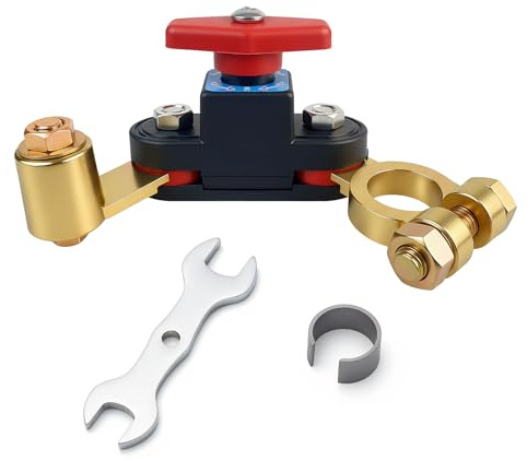 Car Battery Isolator Switch with Reinforced Terminals,Adjustable Pure Copper Stable Transmission 12v-24v Battery Disconnect Switch for Auto Truck Rv & Marine