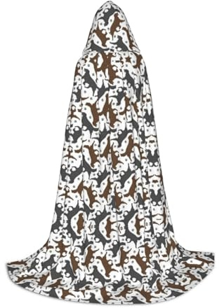 CHAbu Trotting Flat Coated Retrievers Paw Hooded Cape For Teenagers Long Robe Cloak Medieval Cosplay Party Carnival Dress Up Accessories