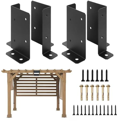 Base de poteau de clôture - Kit de support de 4 pièces, support de pergola en bois, support en béton solide | Lames de terrasse au design moderne, durable, créatif, moderne, balustrade, pavillon