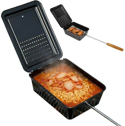 Camping Popcorn Maker Pot - Non-Stick Folding Kitchen Utensil | Popcorn Maker with Long Handle | For Camping, Hiking, Travel, BBQ, Cooking Noodles & More