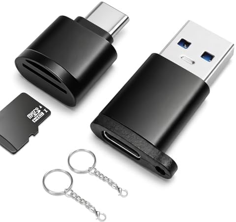 HAUXGOGO USB-C Kartenleser USB/Typ C auf Micro SD SDXC SDHC TF Kartenleser | Micro SD Kartenleser USB-C auf USB-A 3.0 Adapter，für Smartphone, Tablet, Laptop und mehr - Schwarz