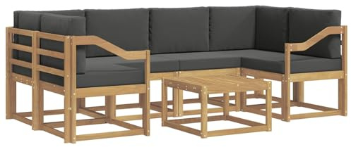 vidaXL Outdoor-Sofagarnitur mit Kissen 7 pcs Weiß und Anthrazit, Garten-Lounge, modernes Outdoor-Sofa, gemütliche Sitzecke für Pool, entspannende Holz-Patio-Ausstattung