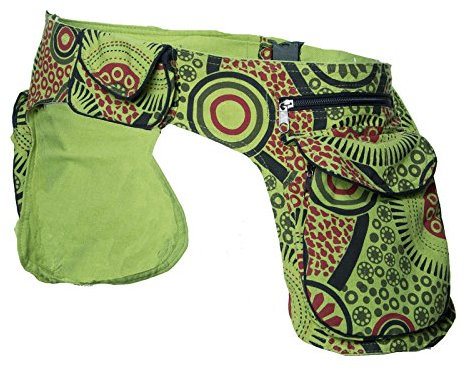 Kunst und Magie Doppel Bauchtasche Sidebag Gürteltasche Festivaltasche Hippie Goa, Farbe:Hellgrün
