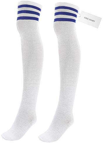 CHIC DIARY Gestreifte Kniestrümpfen Overknee Lange Socken Fußball Sportsocken College Cheerleader Strümpfe Cosplay Kostüm Damen