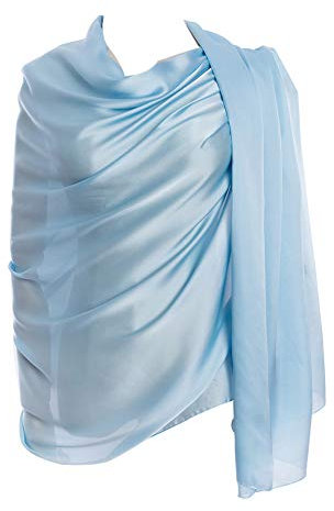 CYZLANN Damen-Schals, 100 % Seide, lange, leichte Schals für Damen, Hell, blau