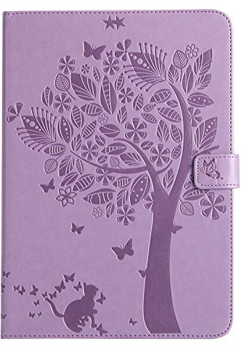 Samsung Galaxy Tab A 9.7 - Funda (SM-T550/T551/T555), Funda de Piel sintética con función Atril para Samsung Galaxy Tab A 9.7 (SM-T550/T551/T555) (luz púrpura)