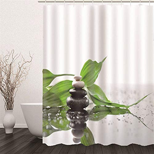 Ommda Rideau de Douche Anti Moisissure Lavable avec Anneaux,Imprimé 3D en Pierre 3D Rideau de Douche en Polyester Imperméable,150x180cm Largeur x Hauteur