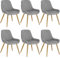 Lestarain Esszimmerstühle 6er Set, für Esszimmer Wohnzimmer Küche, Retro Küchenstühle gepolstert, Sitzfläche aus Samt, mit Metallbeine, bis 150 kg belastbar, Hellgrau