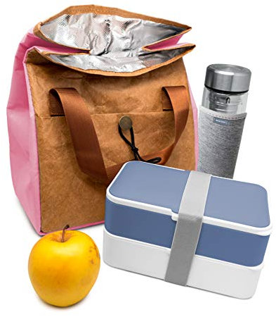 NERTHUS FIH 671 Bolsa termica Porta Alimentos Diseño con Tyvek de estraza y Detalle Color Rosa, Sin Herméticos