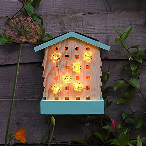 Festive Lights - Bee Hive - Outdoor Garten Deko - Bienenhaus mit solarbetriebener LED Beleuchtung im Bienen Design