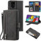 UEEBAI Hülle für Samsung Galaxy A41, Vintage Reißverschluss Handyhülle PU Leder Handytasche Silikon Bumper mit 9 Kartenfächer Standfunktion Geldbörse Trageband Schutzhülle Flip Wallet Case - Schwarz