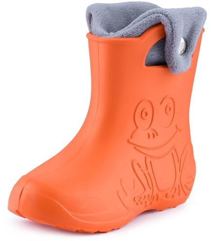 Ladeheid EVA Kinder Jungen Mädchen Gummistiefel Regenschuhe gefüttert Regenstiefel Gummischuhe LA-CA-04 (Orange/Grau, 22/23 EU)