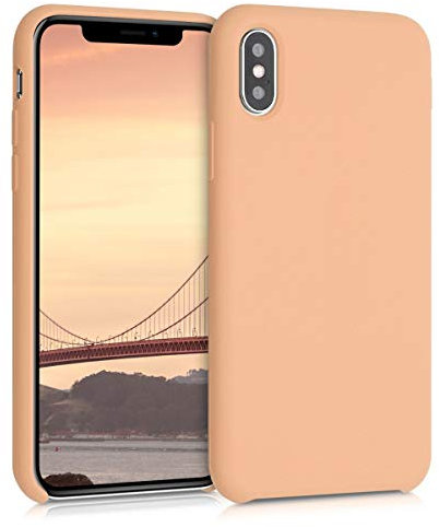 kwmobile Hülle kompatibel mit Apple iPhone X Hülle - Silikon Handy Case - Handyhülle weiche Oberfläche - kabelloses Laden - Baby Peach
