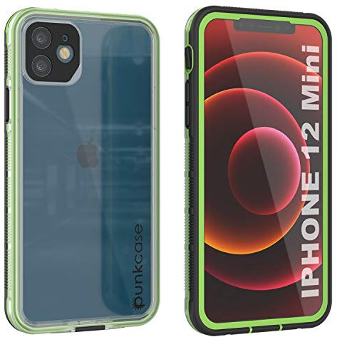 Punkcase Desigend for iPhone 12 Mini Waterproof Case [Aqua Series] [Slim Fit] [IP68 Certified] [Dirtproof] [Snowproof] Armor Cover W/Transparent Back for iPhone 12 Mini (2020) (5.4) [Clear Black]