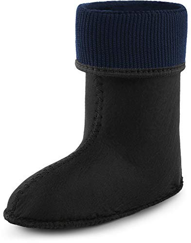 Ladeheid Kinder Mädchen Jungen Wärmende Stiefelsocken für Gummistiefel Innenschuh KL058 (Schwarz, 30 EU)