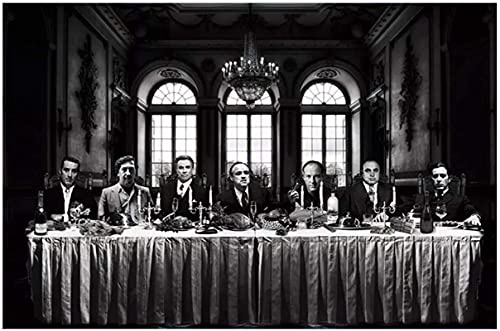 Crazystore Leinwand 70x90cm ohne Rahmen Das letzte Abendmahl Film Gangster Collage HD Seide Schwarz-Weiß-Poster Dekorative Wandkunst Farbe