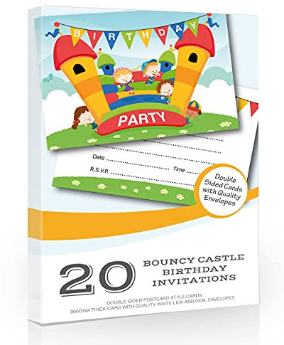 Olivia Samuel 20 x Bouncy Castle Party Invitations from Childrens Birthday Invites - A6 Postcard Size with envelopes