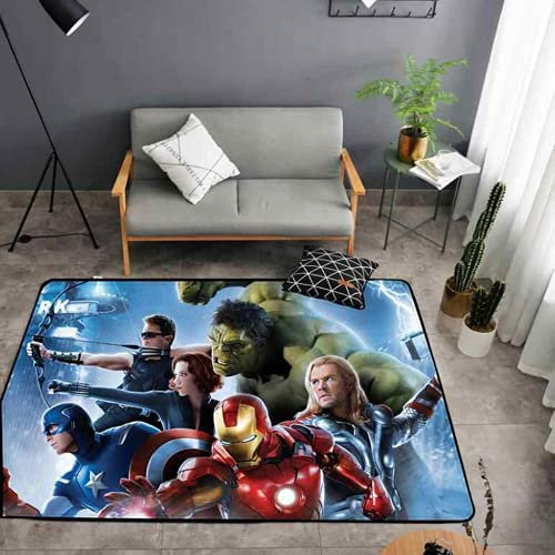 KIKCY Fashion Teppich Persönlichkeit Kinderzimmer Matte Kreativ rutschfest Wohnzimmer Schlafzimmer Couchtisch Avengers Teppich Dekoration (60 x 90 cm)