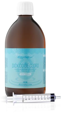 DIOXNATUR® Dióxido de Cloro CDS 3000 ppm 500ml Vidrio Ámbar - Registro Sanitario - Incluye Jeringa 10ml