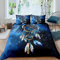 Michorinee Bettwäsche Traumfänger 135x200 4 Teilig Blau Federn Muster Bohemian Style Dreamcatcher Bettwäsche Set 100% Microfaser Reißverschluss - 2 x Bettbezug 135 x 200 + 2 x Kissenbezug 80 x 80 cm