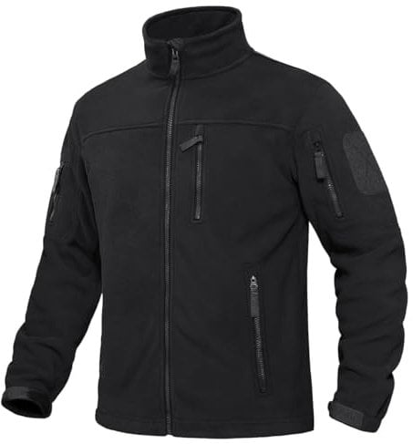 KEFITEVD Herren Wintermäntel Durchgehender Reißverschluss Schwere Fleecejacken Stehkragen Militärische Taktische Jacken Winddichte Softshelljacken Thermische Winterjacken