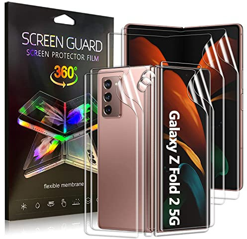 [2 Set 8 Pièces] Compatible pour Samsung Galaxy Z Fold 2 5G Protecteur D'écran, [Facile à installer] pour Samsung Galaxy Z Fold 2 5G Anti-Bulle TPU 3D [Couverture Complète] Protecteur D'Écran Souple