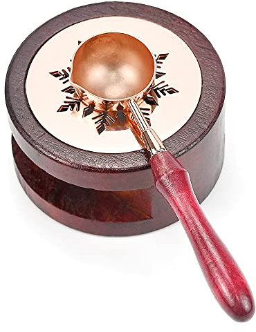 TOOYOO Siegelwärmer Kit, Wachsheiztopf mit Schmelzlöffel,Wachserwärmer Wachssiegel Wärmer, Siegelwachs für Hochzeit Kunsthandwerk,Wachssiegelstempel,Rosa Gold