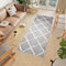 TAPISO Boho Teppich Läufer Kurzflor Shaggy Dunkelgrau Creme Karo Fransen Schlafzimmer Wohnzimmer Design Modern 100 x 400 cm