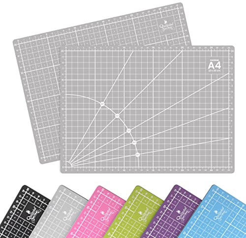 Quijote Paper World Bases de Corte - Tamaño A4, 6 colores básicos, Patchwork, Guías de corte, cicatrización rápida, 3mm espesor, planchas para cortar - PACK 2 SURTIDO