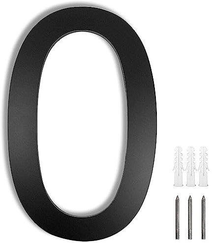 Numero Civico Esterno, numero civico acciaio inox, Antracite, RAL 7016 antiruggine resistente, 20 cm di altezza, Arial scritta, Aspetto Fluttuante, con Viti di Montaggio, Numero civico 0