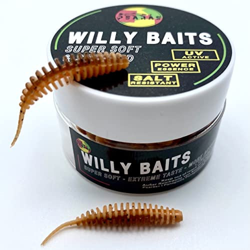 Psarás Forellen Aroma Softbaits Set Box - 38 mm - Trout Fishing Baits - Willy Baits (braun-Creme)