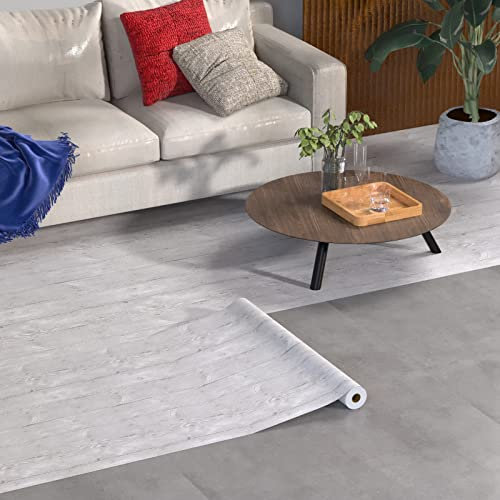 Homease Revêtement de sol en PVC, autocollant, aspect bois, antidérapant, imperméable, découpable, en vinyle, pour chambre à coucher, cuisine, salon, 60 x 1 000 cm, gris beige