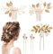 Bijou de Cheveux Mariage, 5 Pièces, Peigne Cheveux Mariée, Broche Cheveux Mariage, Ornements de Cheveux de Mariage, Épingles à Cheveux Feuille de Cristal, pour les Filles Mariée Demoiselle d'honneur