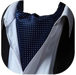 HISDERN Krawattenschal Dunkelblau Herren Hochzeit Ascot Krawatte Gepunktete Elegant Business Halstuch