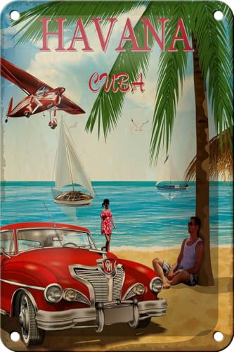 Femer Blechschild Havana 12x18cm Cuba Retro Urlaub Palmen