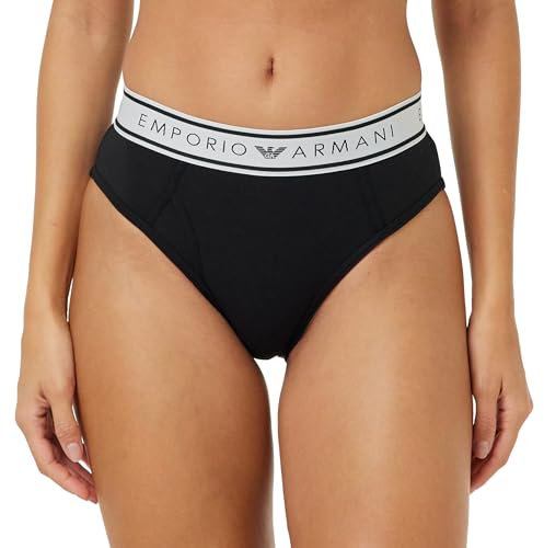 Emporio Armani Women's High Waist Brief Iconic Logoband, Black, Medium
