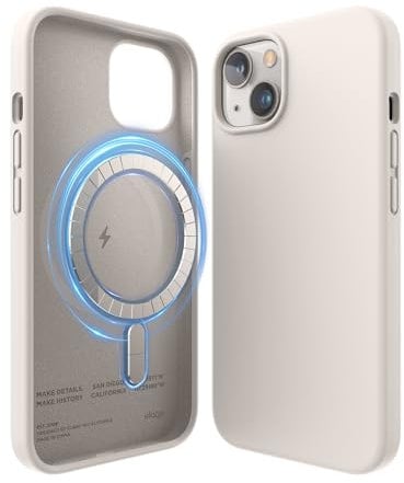 elago Magnetische Silikonhülle Kompatibel mit iPhone 13 Hülle (6.1) Kompatibel mit MagSafe, Eingebaute Magnete, Hochwertiges Silikon, Schutzhülle, Kompatibel mit MagSafe Zubehör (Taupe)