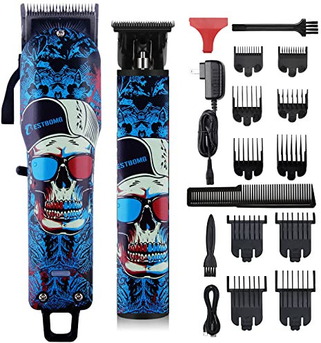 BESTBOMG Haarschneidemaschine Profi Haarschneider Herren, Graffiti Haartrimmer Bartschneider Barttrimmer Präzisionstrimmer Langhaarschneider Männer 2000mAh/1200mAh (Y1+T9)