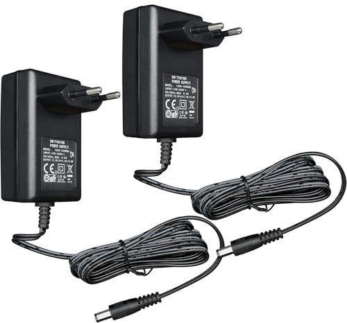 2er Pack 12V 1A/1000mA Netzteiladapter, AC 100-240V 50/60Hz auf DC 12V 1A/1000mA 12W 5,5x2,1mm Wandladegerät, Mitte positiv, 1,8m, 20AWG langes Kabel für stabilen und flexiblen Einsatz