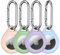 R-fun 4 Pack Airtag Halter mit Metall Schlüsselanhänger, Multi-Color schützende Silikon Airtag Fall Schlüsselring für Gepäck, Hundehalsband, Schlüssel - (Himmelblau,Bananenviolett,Sandrosa,Avocado)