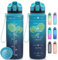 Dosurer Trinkflasche, 1l, 700ml, 500ml Trinkflasche Kinder Auslaufsicher, Wasserflasche mit Motivierender Zeitmarkierung, BPA Frei Tritan Sportflasche für Schule, Sport, Fahrrad, Arbeit, Fitness