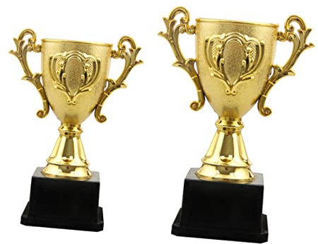 BESPORTBLE 2 Pz Trofeo Coppa Trofei del Vincitore Premi e Trofei Oro Trofei Premio Vincitore Trofei di Calcio per Bambini Home Decor Mini Giocattoli Plastica Bambino Metallo