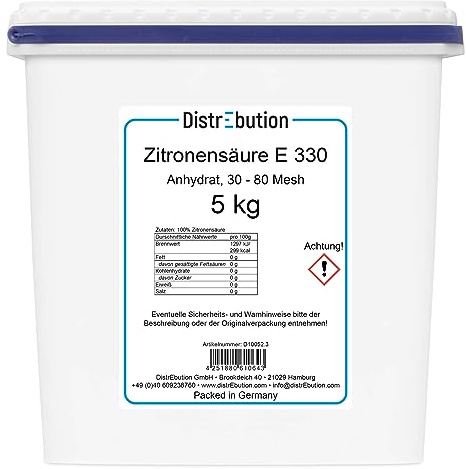 Zitronensäure Pulver 5kg Lebensmittelqualität E330 | Entkalker Anhydrat