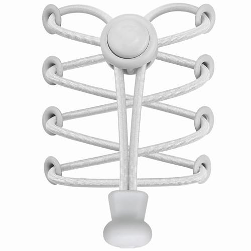 7STROBBS 2 PAIRS No Tie Elastic Trainer Laces, Easy Lock Shoelaces for Sport Running Walking Boots, String Shoe Lace for Adults Kids Women Mens White