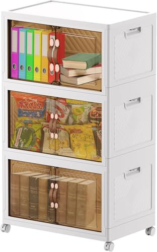 MECOLOR Aufbewahrungsschrank aus Kunststoff für Haushalt, Wohnzimmer, faltbarer Snack-Aufbewahrungsschrank, 45 l, Aufbewahrungsbehälter von Olhike (3 Stück)